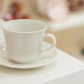 Xicara com Pires para Café Chá 240ml de Cerâmica Branca Corona Yoi